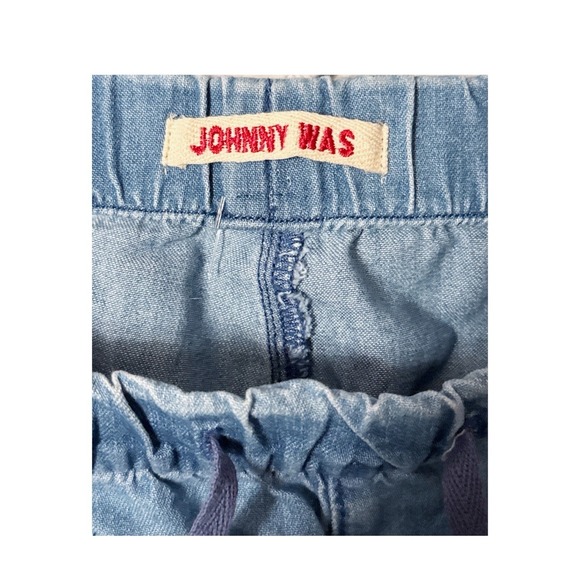 Johnny Was Sarabi Pull On Jean XL Light Blue Embroidered patch pocket palm trees - Picture 5 of 8